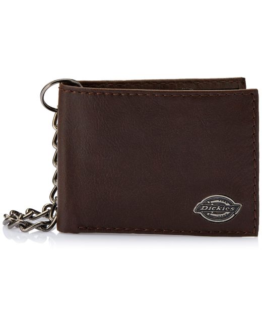 Dickies Black Bifold Chain Wallet-high Security With Id Window And Credit Card Pockets for men