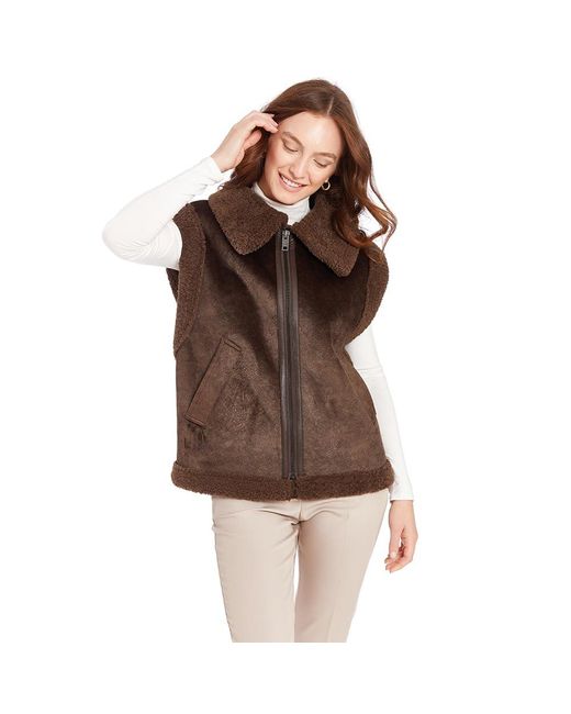 Frye Brown Zip Front Faux Suede Vest