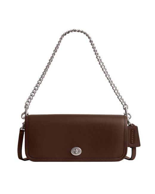 COACH Brown The Originals Glovetanned Leather Dinky Bag With Chain Strap