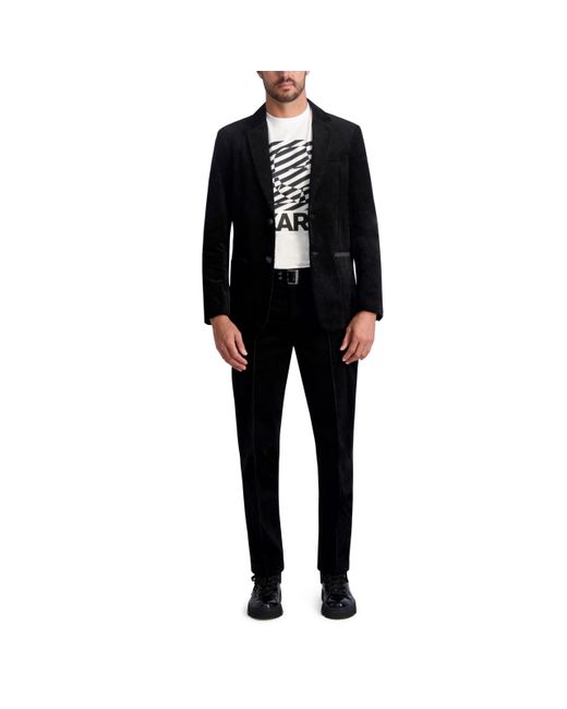 Karl Lagerfeld Black Paris 2 Button Long Sleeve Corduroy Blazer for men