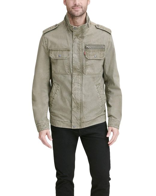 Levi's Gray Washed Cotton Military Jacket for men