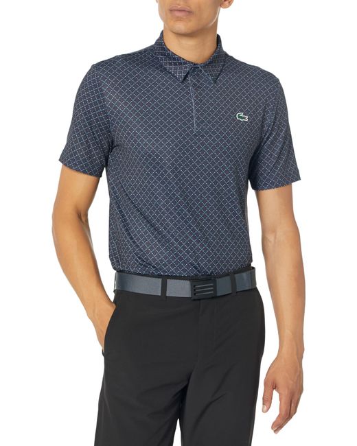 Lacoste Blue 's Golf Printed Recycled Polyester Polo Shirt for men