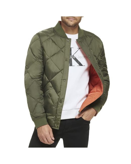 Calvin Klein Reversible Diamond Quilted Jacket in Green for Men | Lyst