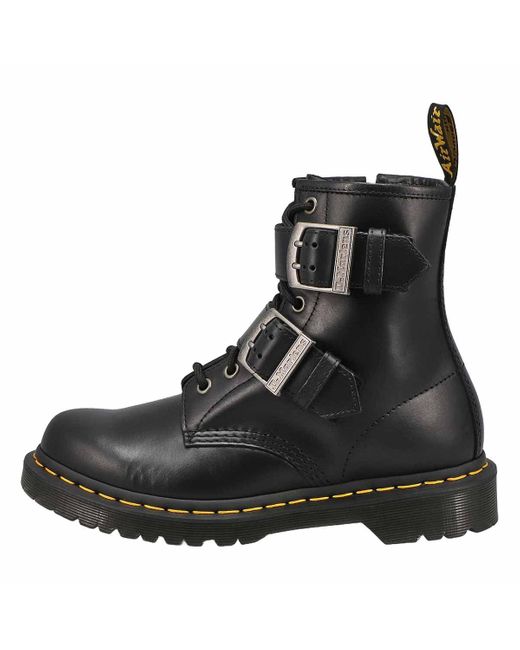 Dr. Martens Black 1460 Buckle Pull Up Leather Lace Up Boots