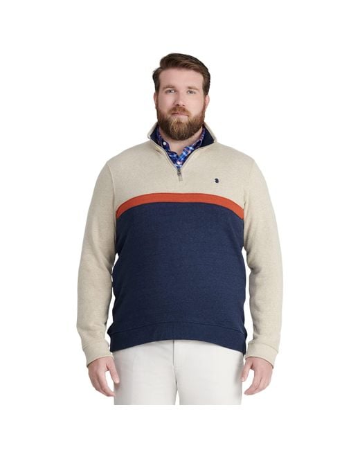 Izod Blue Big & Tall Big Advantage Performance Quarter Zip Fleece Pullover Sweatshirt for men