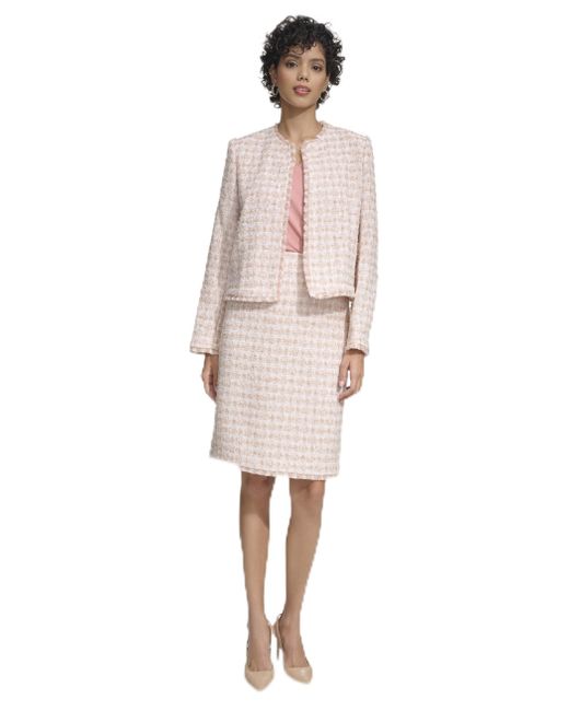Calvin Klein Open Front Tweed Suit Jacket in Pink Lyst