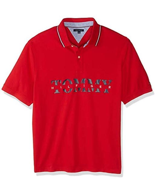 Tommy Hilfiger Big And Tall Polo Shirt Custom Fit, Chinese Red, 5xl for men