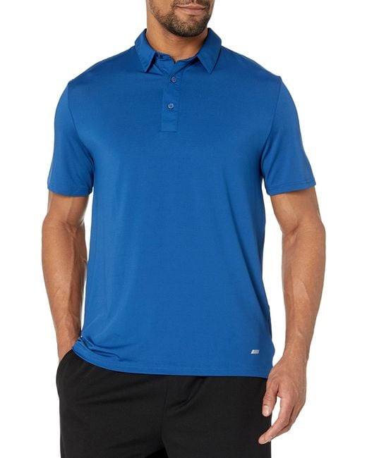 Amazon Essentials Standard Tech Stretch Polo Shirt in Bright Blue (Blue