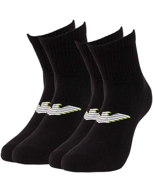 Emporio Armani Black Basic 2 Pack Eagle Ankle Sock for men