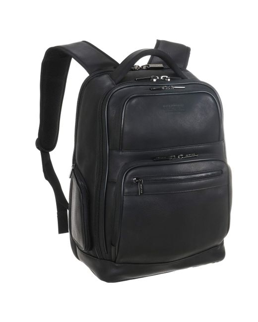 Kenneth Cole Reaction Black Colombian Leather Double Compartment 15.6" Laptop Rfid Backpack Bag