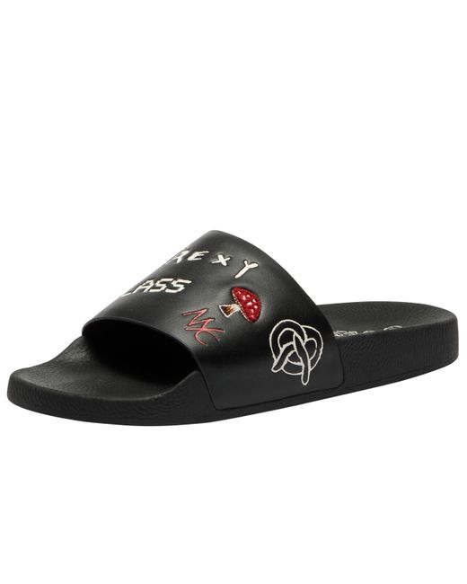 COACH Black Slide Sandal With Sketch Print Platform for men