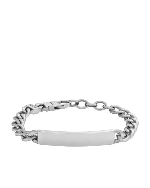 Fossil Metallic Drew Stainless Steel Id Bracelet for men