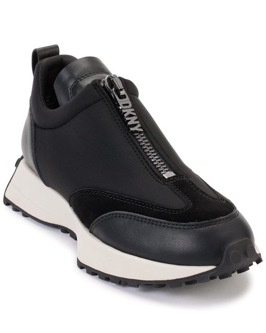 DKNY Black Platform Mixed Material Slip-on Sneaker