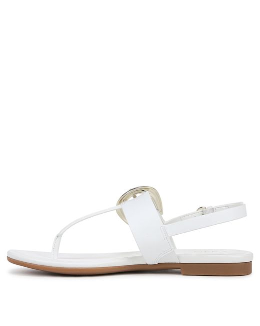 Naturalizer S Taylor T-strap Slingback Flat Sandal White Leather 5.5 M