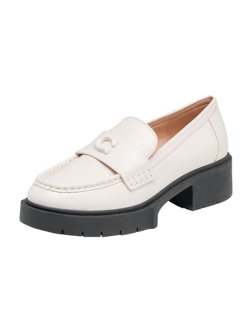 COACH White Flats Leah Loafer