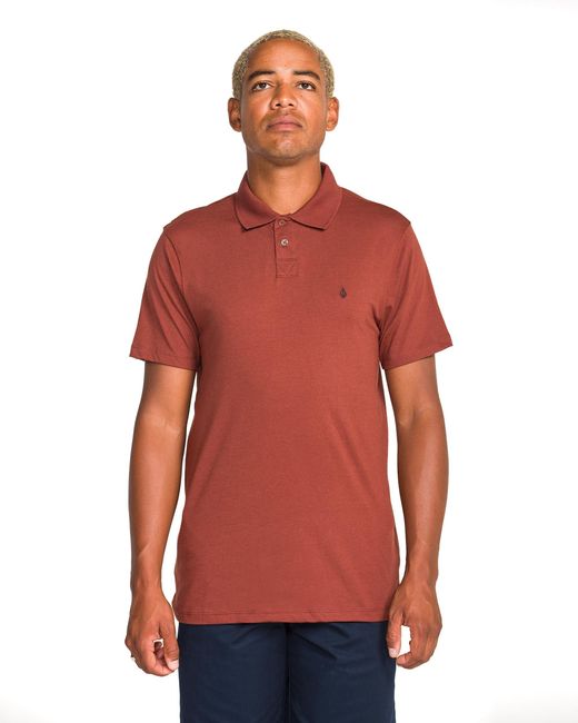 Volcom Red Middler Classic Fit Short Sleeve Shirt-casual Golf Polo Lightweight & Breathable for men