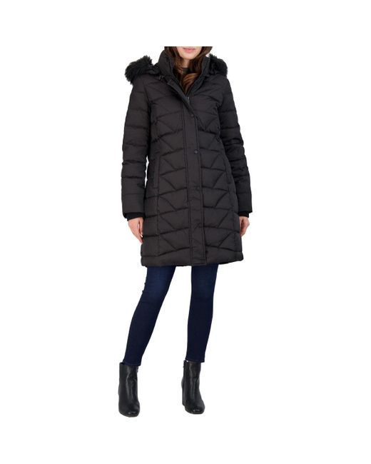 Andrew Marc Black Marc New York By Medina Down Jacket With Faux Fur Removable Hood