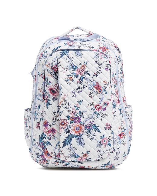 Vera Bradley Blue Cotton Large Backpack Travel Bag