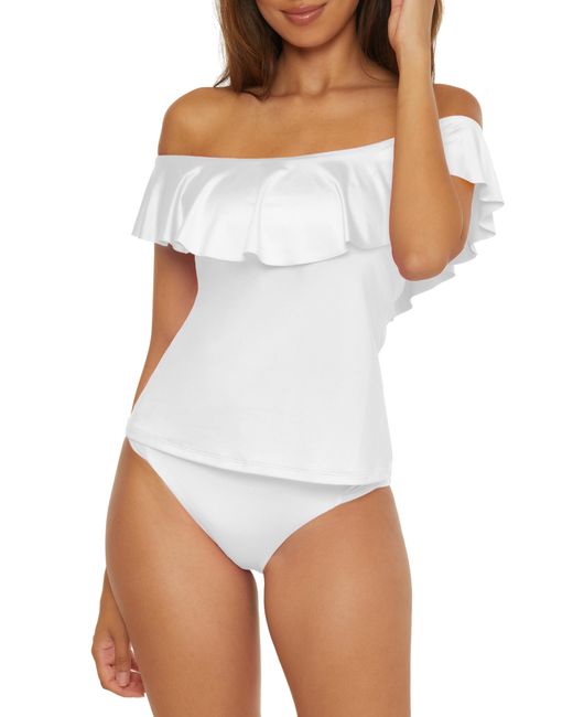 Trina Turk White Standard Monaco Ruffle Tankini
