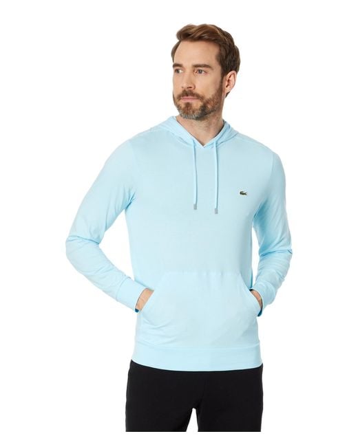 Lacoste Blue Long Sleeve Hooded Jersey Cotton T-shirt Hoodie for men