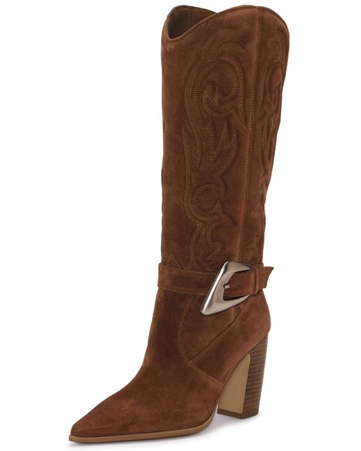 Vince Camuto Arendie Stivali Alti Al Ginocchio Da Donna In Pelle Scamosciata - Punta A Mandorla E Cerniera Interna