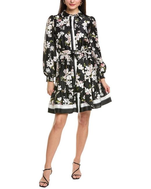 Anne Klein Black Puff Sleeve Shirtdress