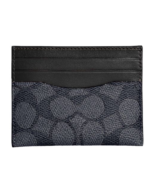 COACH Flat Card Case In Signature in Black for Men Lyst