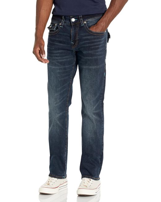 True Religion Blue Brand Jeans Ricky Single Needle Straight Flap Jean for men