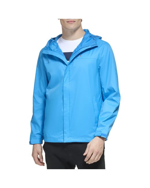 Tommy Hilfiger Lightweight Breathable Waterproof Hooded Jacket Raincoat in  Blue for Men | Lyst