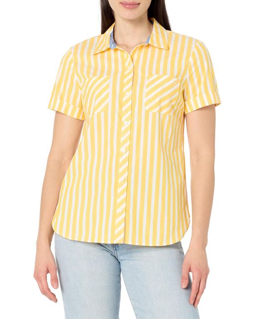 Nautica Yellow Button Front Short Sleeve Camp Shirt