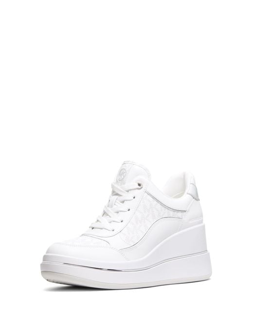 Michael Kors White Emmy Wedge Trainer