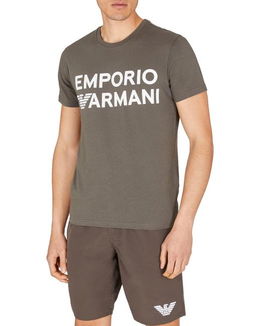 Emporio Armani Logo Band Crew Neck T-Shirt in Gray für Herren