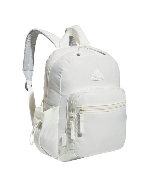 Adidas White Weekender Sport Fashion Compact Smaller Backpack With Detachable Mini Valuables Pouch