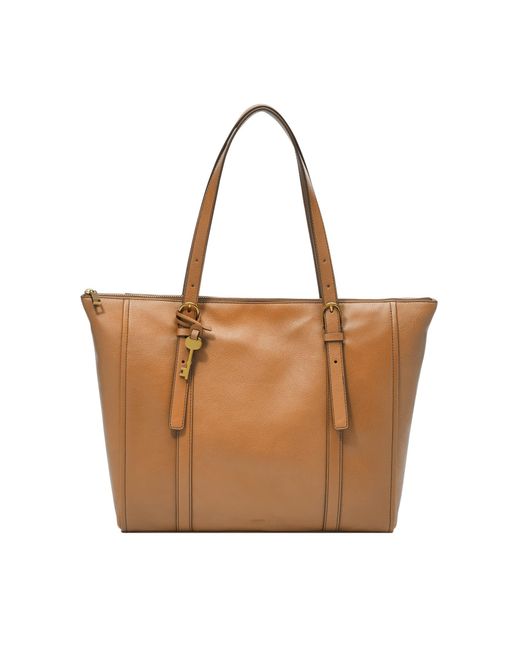 Fossil Leather Carlie Tote in Camel (Brown) | Lyst