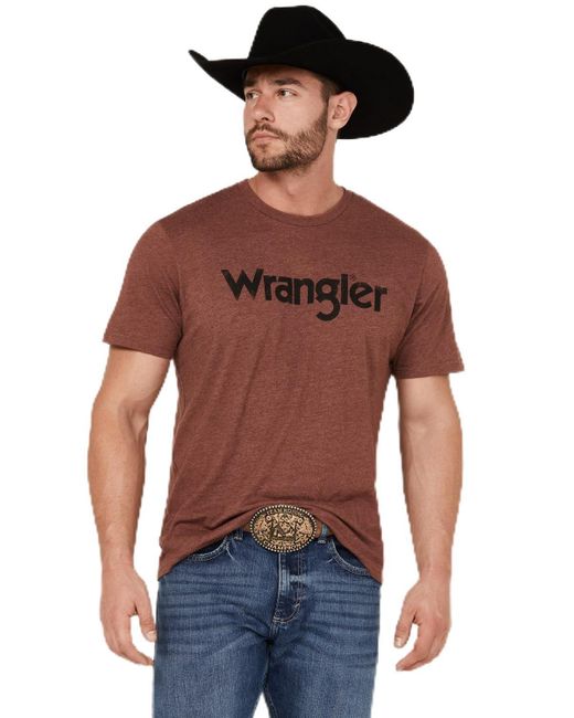 Wrangler Red Western Crew Neck Short Sleeve Tee Shirt