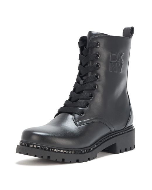 DKNY Black Rommily Lace Up Boot Combat