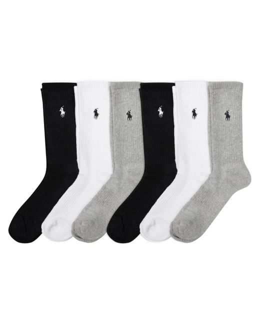 Polo Ralph Lauren Black Polo 's Cushion Crew Socks 6-pair Pack
