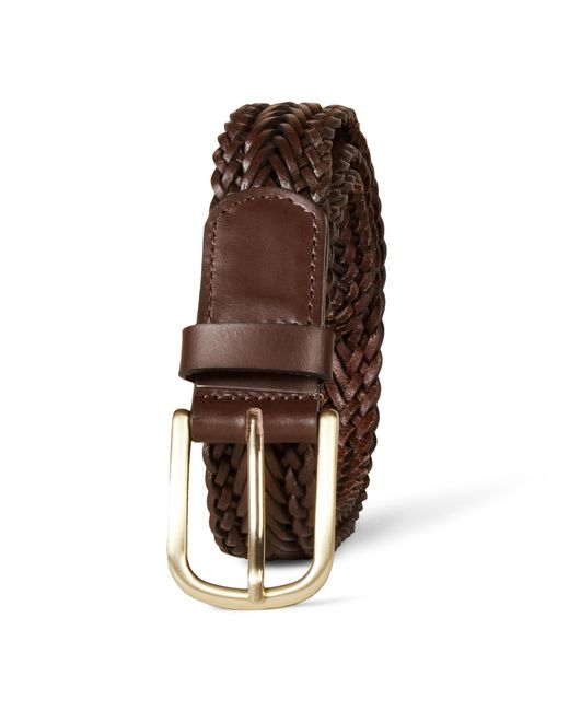 Amazon Essentials Brown Leather Woven Belt