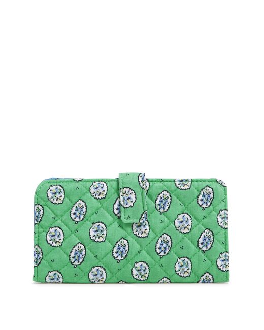 Vera Bradley Green Cotton Finley Wallet With Rfid Protection