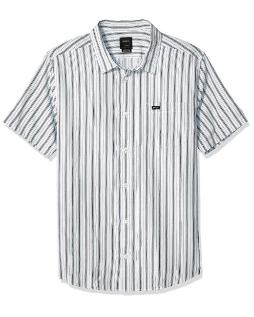 RVCA Mens Hacienda Stripe Button-Up Shirt