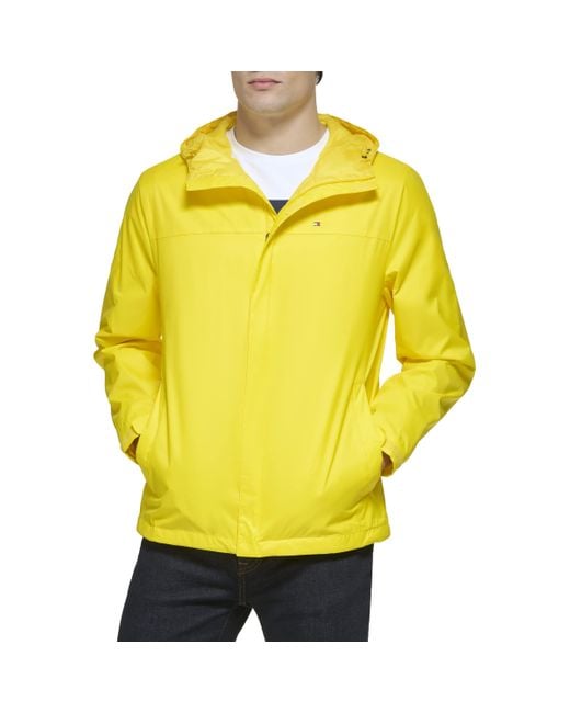 Tommy Hilfiger Yellow Lightweight Breathable Waterproof Hooded Jacket Raincoat for men