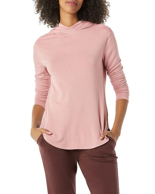 Amazon Essentials Pink Supersoft Terry Standard-fit Long-sleeve Hooded Pullover