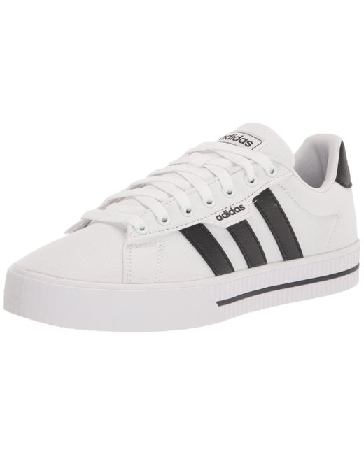 Adidas canvas daily 3 0 skate shoe in white black white black for men
