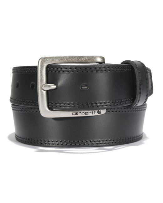 Carhartt Black Rugged Leather Engraved Buckle Belt for men