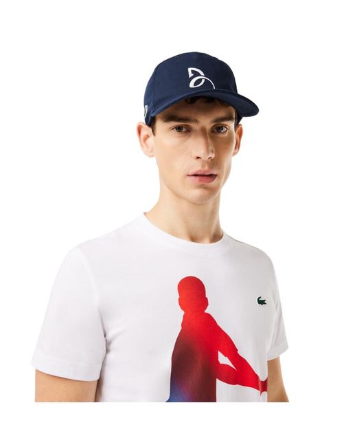 Lacoste White Short Sleeve Regular Fit Tennis Performance Graphic Tee Shirt for men