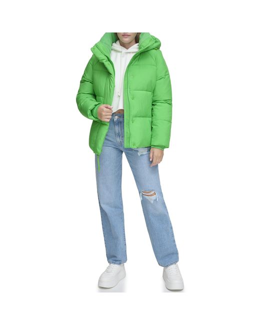 Levi's Green Selma Hooded Puffer Jacket Coat