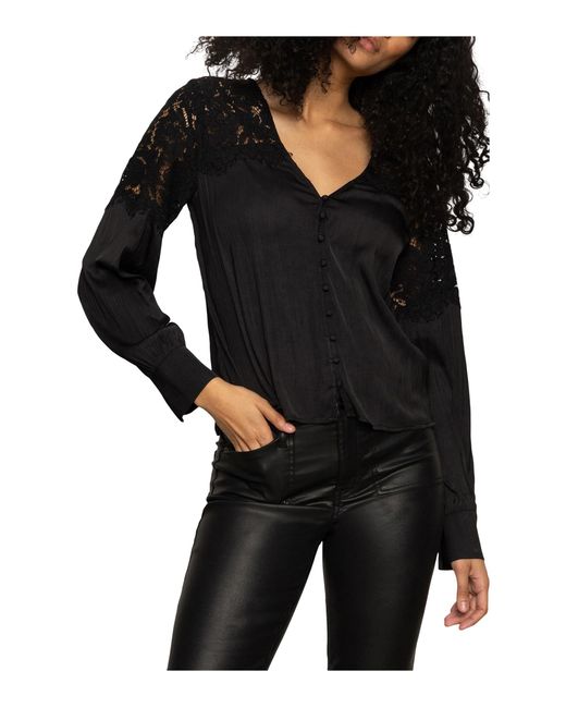 Sanctuary S Falling Forward Blouse Black Large