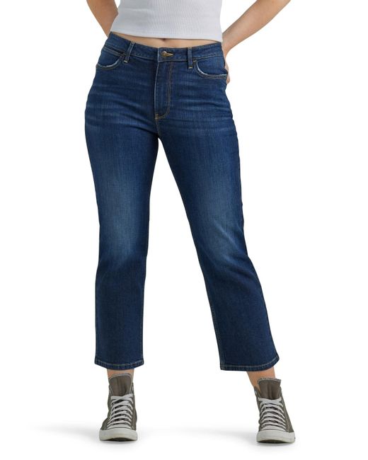 Wrangler Blue S High-rise Rodeo Straight Leg Crop Jeans