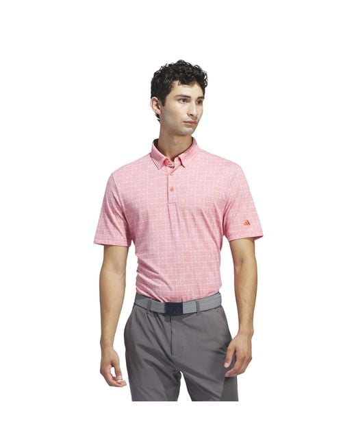 Adidas Red Go-to Printed Short Sleeve Polo for men