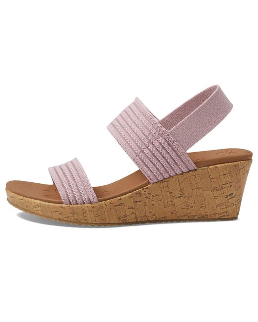 Skechers 's Beverlee Sheer Luck Pink Vegan Wedge Cork Sandals